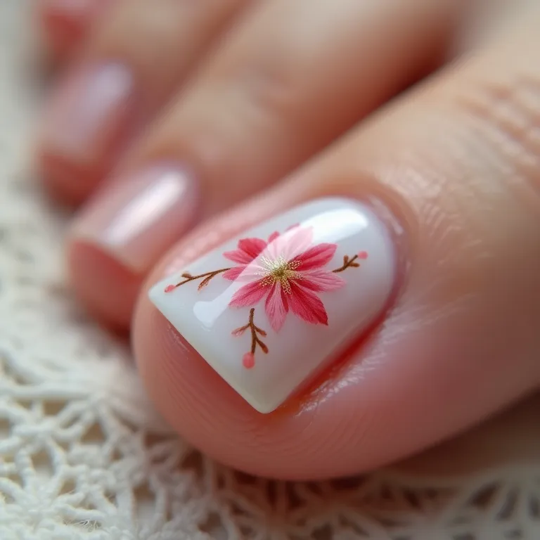 Filha única com detalhes florais delicados nos pés.