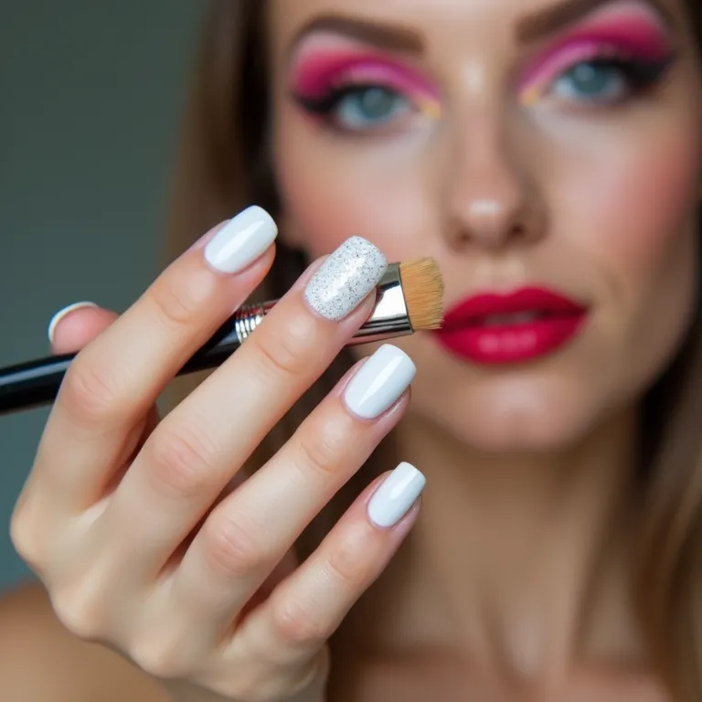 Filha única com glitter, um toque especial e delicado nas unhas.