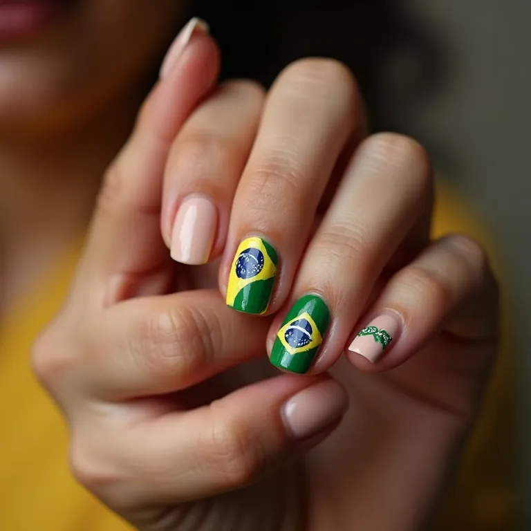 Filha única decorada com a bandeira do Brasil.