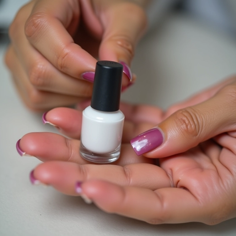 Finalizando a manicure com top coat.