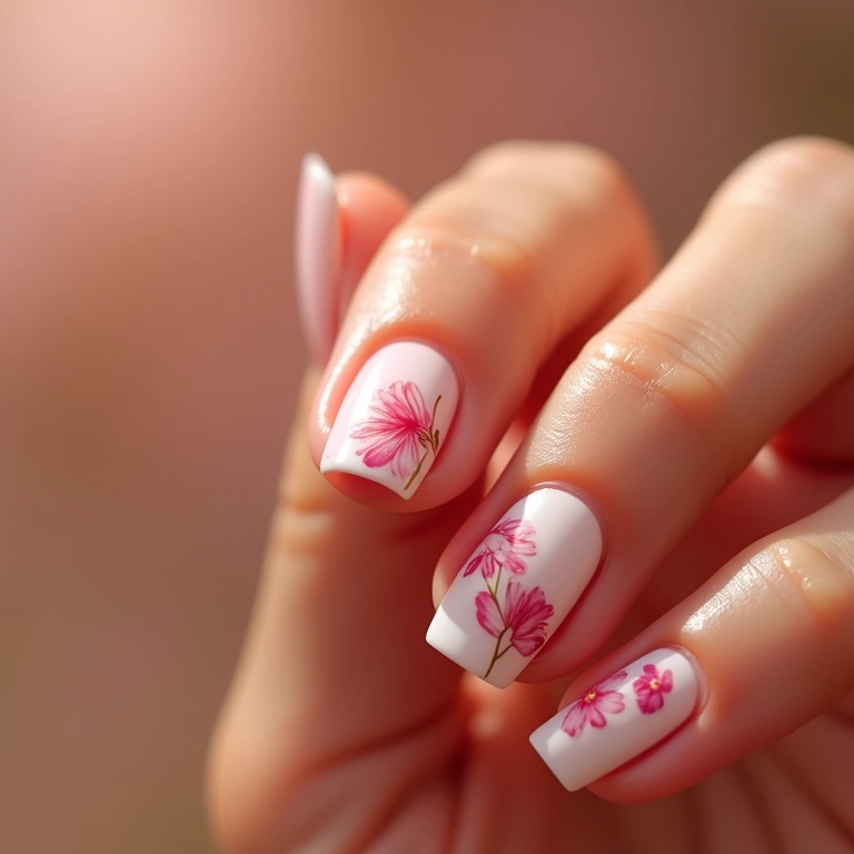 Flores delicadas pintadas sobre base transparente.