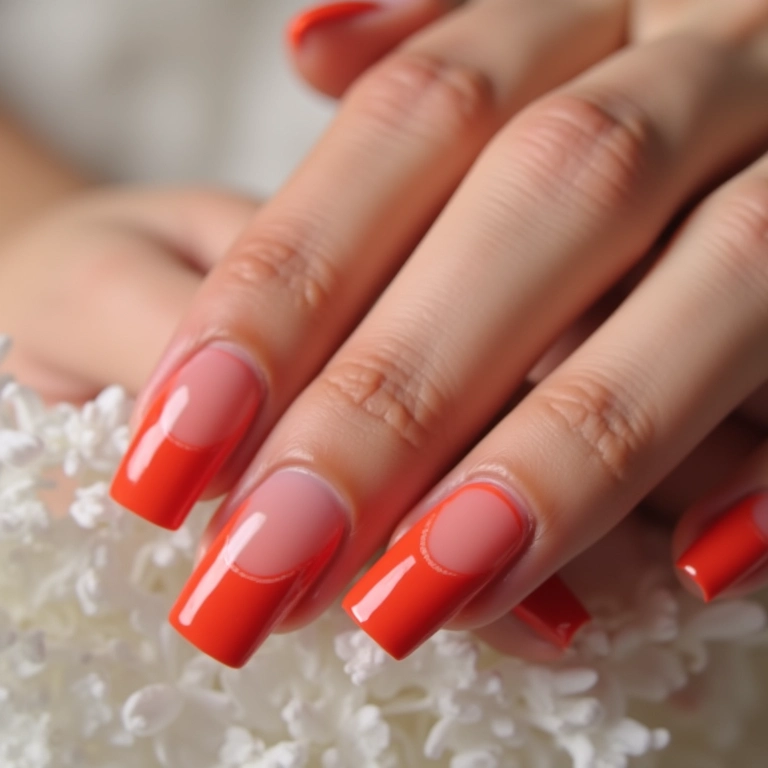 Francesa invertida com cor nas unhas de noiva, moderna e ousada.