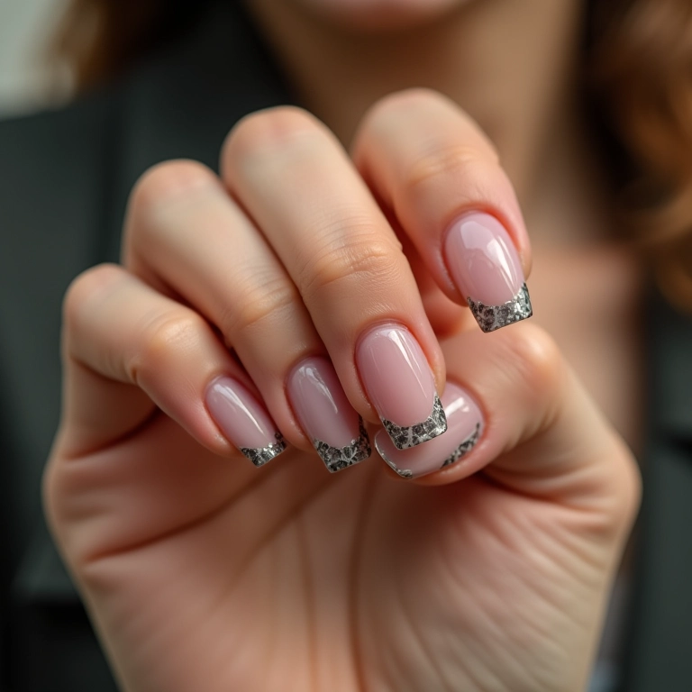 Francesa lateral em unhas de gel.