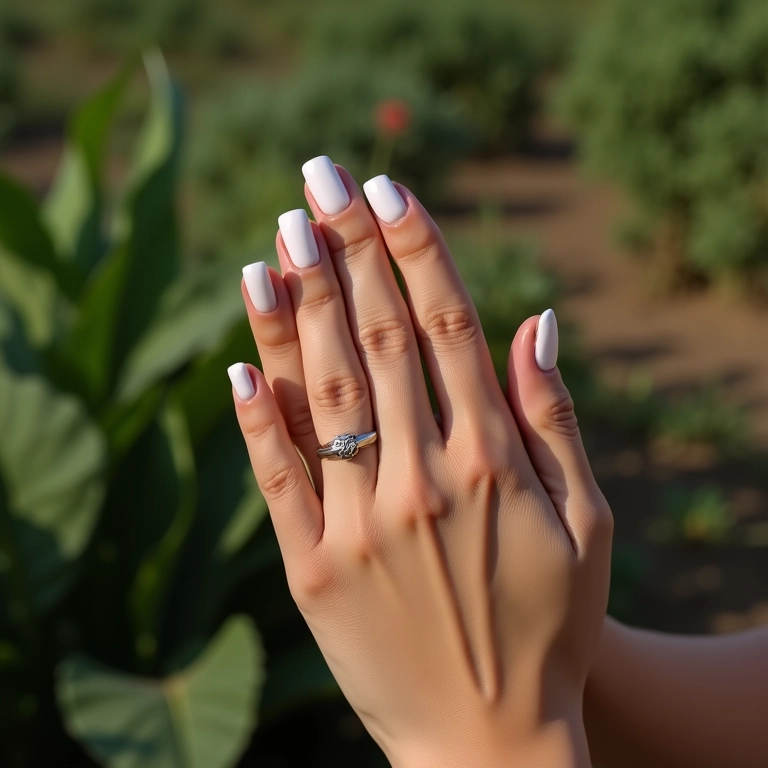 Francesinha clássica nude com branco, unhas delicadas.
