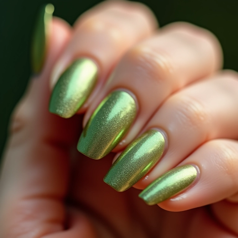 Francesinha com efeito camaleão em unhas.