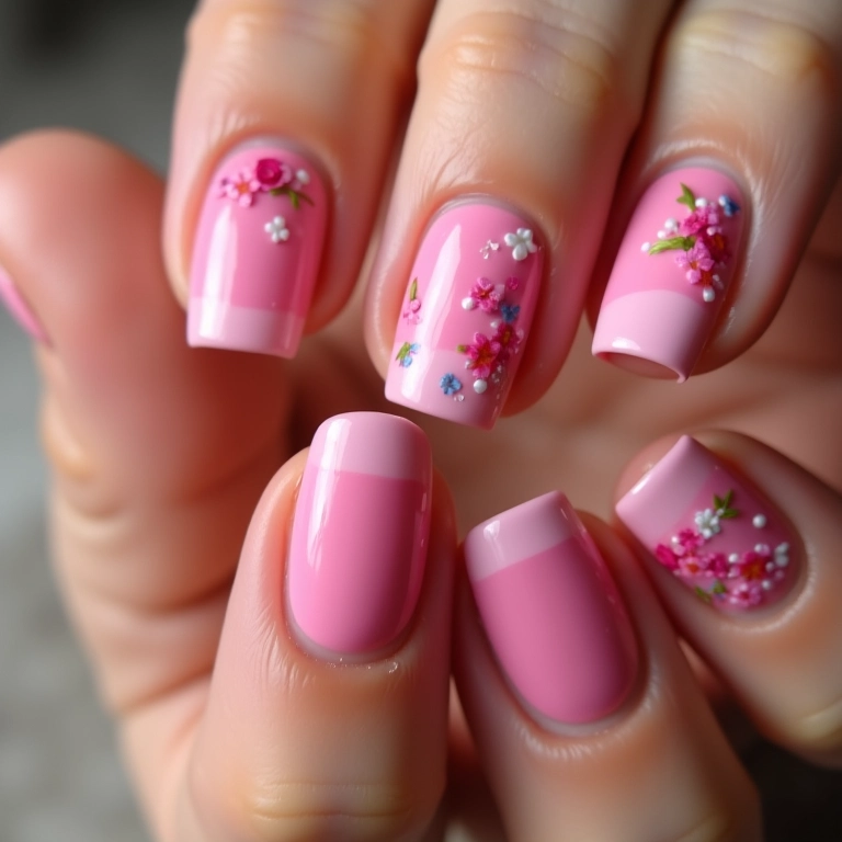 Francesinha com flores rosa, delicadeza.