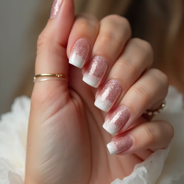 Francesinha com glitter rosê: Delicadeza e brilho.