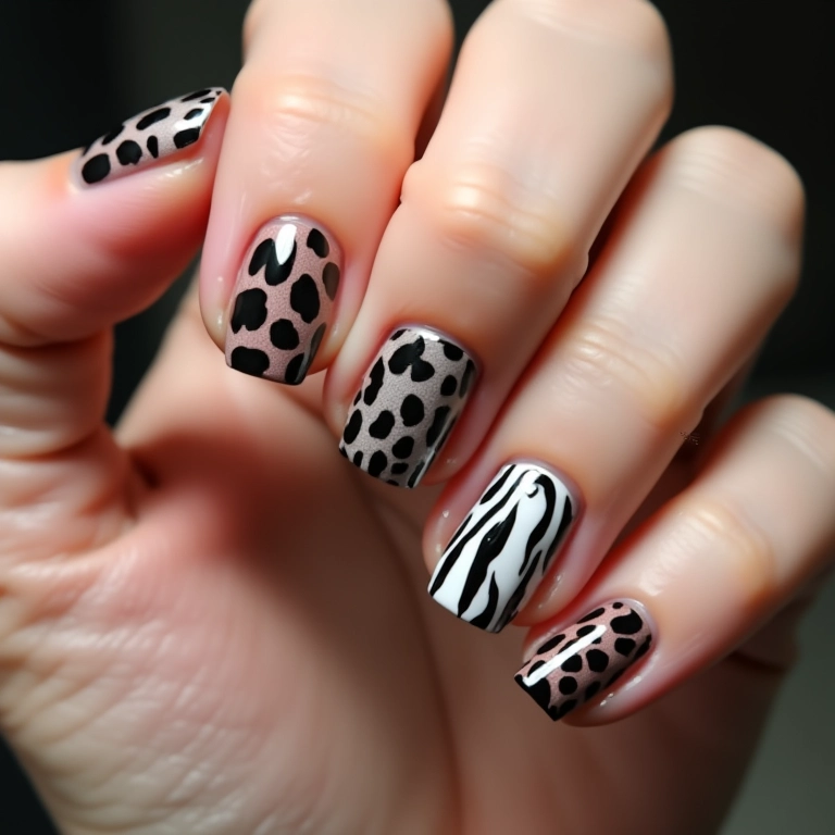 Francesinha com mix de estampas animal print.