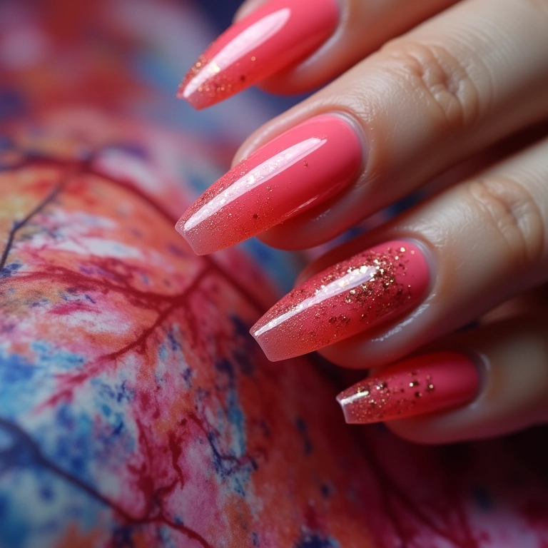 Francesinha de gel com cores vibrantes e criativas.