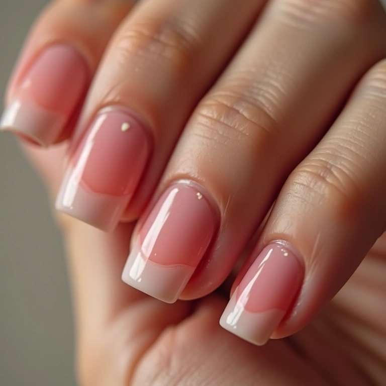 Francesinha degradê com esponja nas unhas.