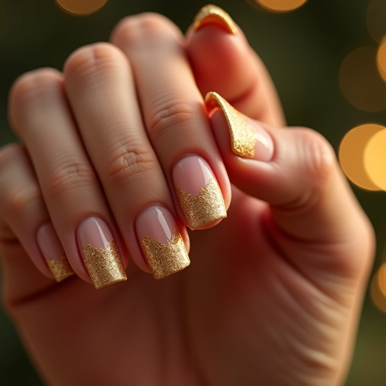 Francesinha delicada com glitter dourado para o Natal.