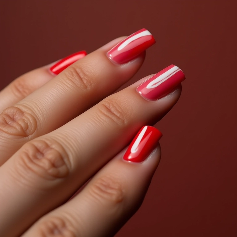 Francesinha lateral em unhas quadradas curtas.