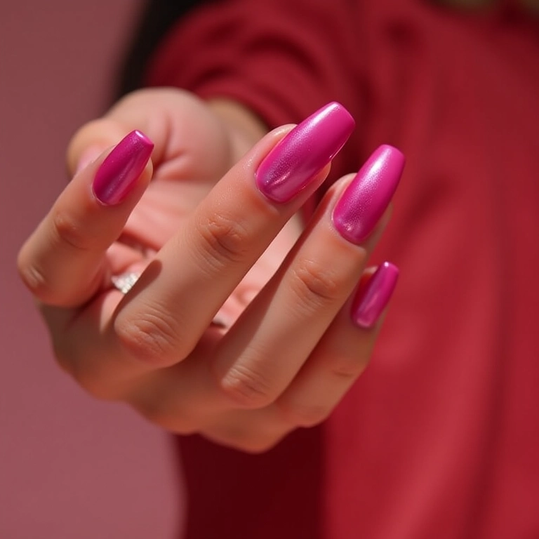 Francesinha rosa metalizada, impacto.