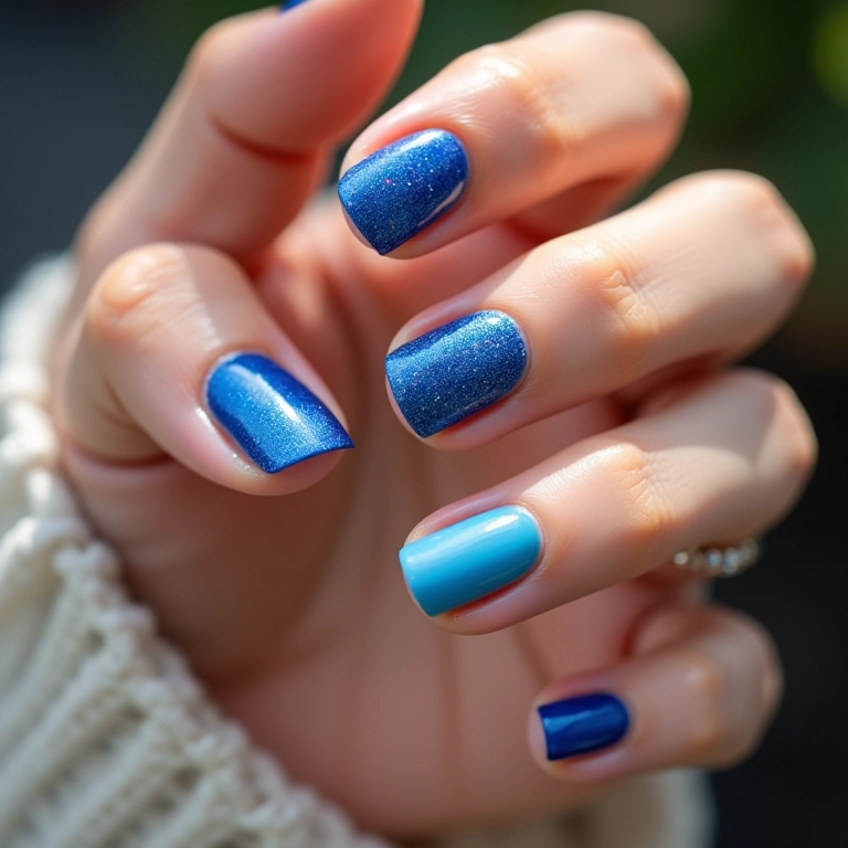 Glitter azul combinado com outras cores vibrantes.