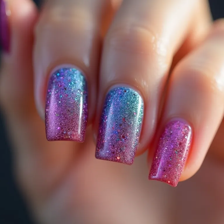 Glitter degradê: efeito moderno e estiloso.