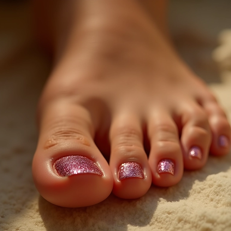 Glitter flocado com textura nas unhas