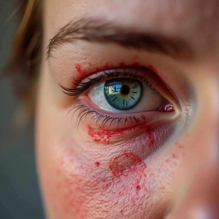 Infecção ocular causada por esmalte em cílios.