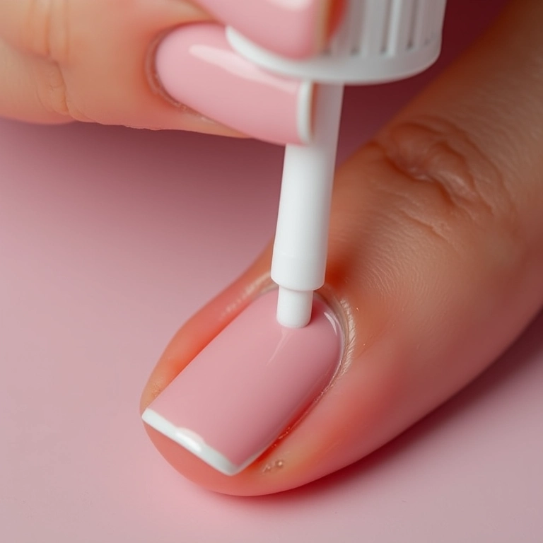 Limpando o excesso de esmalte ao redor das unhas.