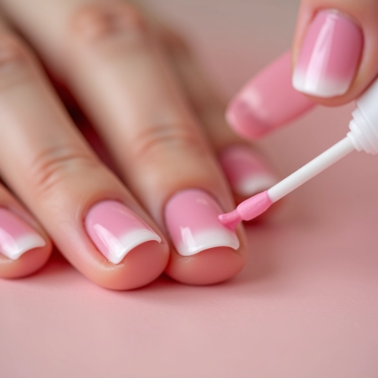 Limpando o excesso de esmalte com palito e removedor.