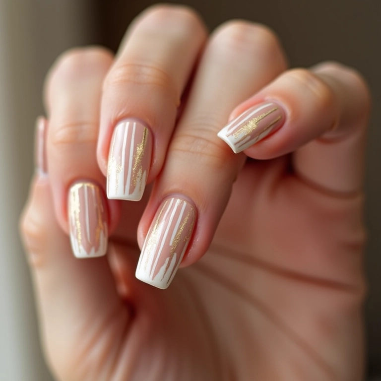 Listras verticais em unhas quadradas.