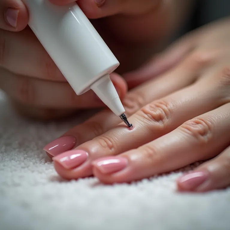 Manicure aplicando esmalte em gel.