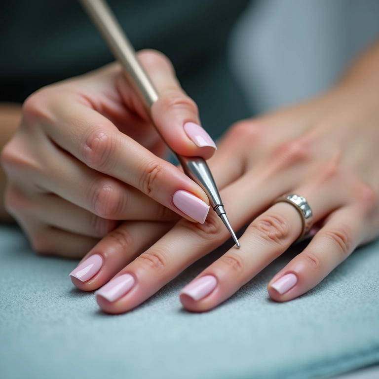 Manutenção das unhas de gel clara.