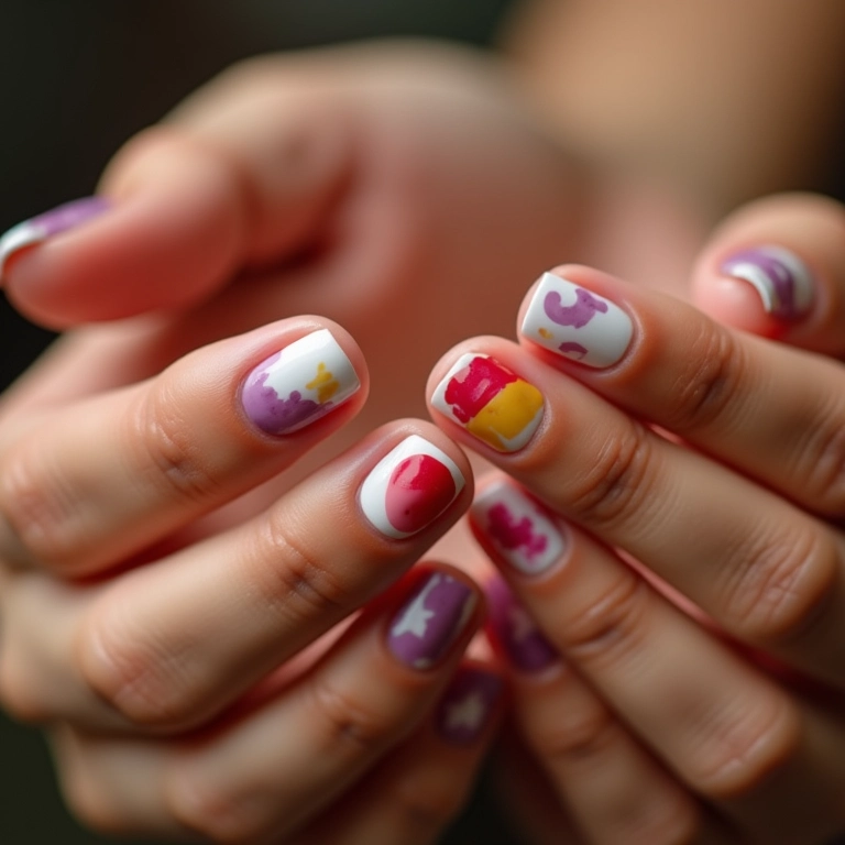 Mãos com unhas decoradas e estilos variados para o dia a dia.