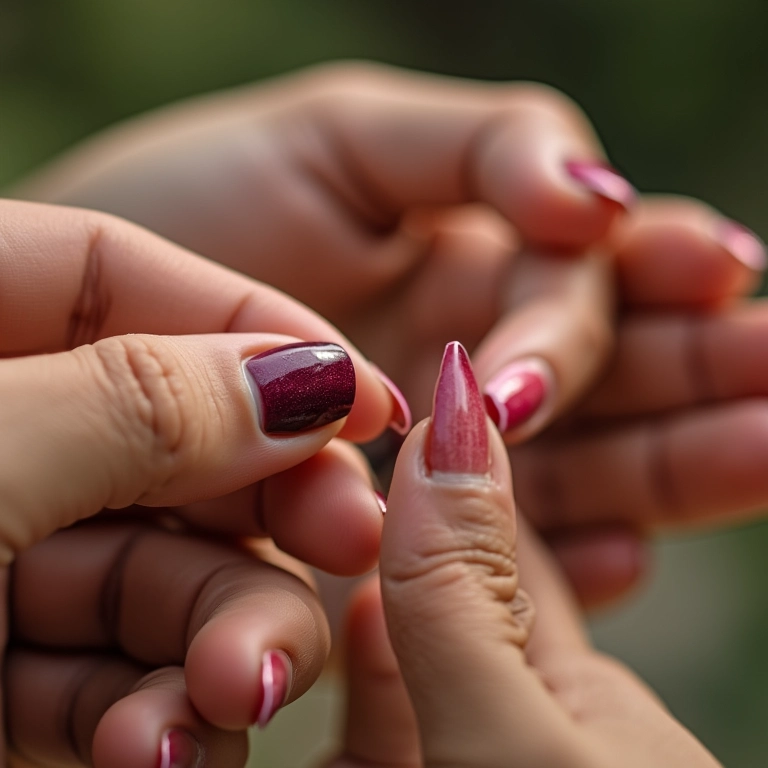 Mãos diversas aplicando esmalte com bordas limpas e cores vibrantes.