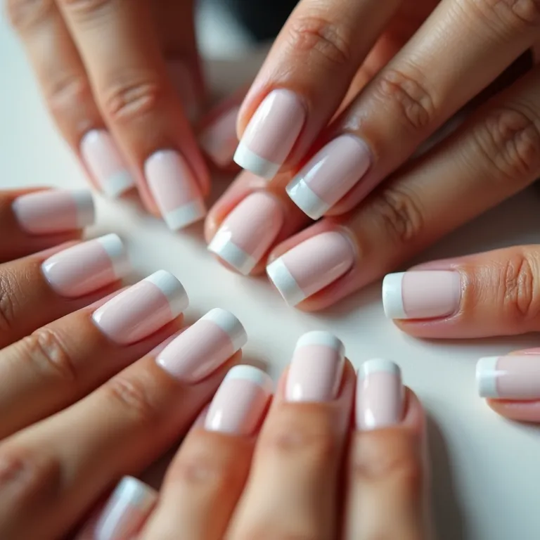 Mãos diversas aplicando esmaltes para francesinha