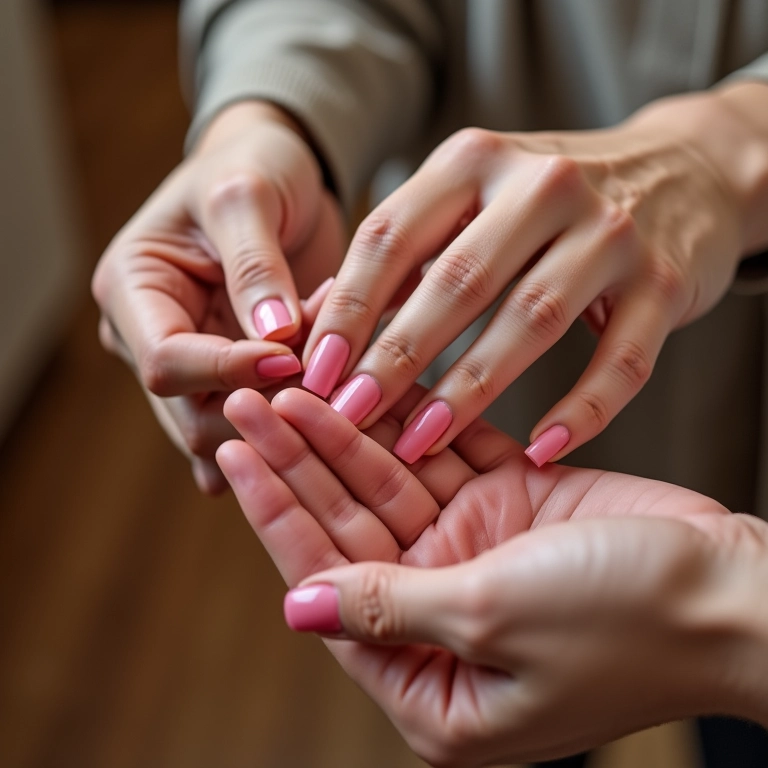 Mãos diversas removendo esmalte em gel em casa.