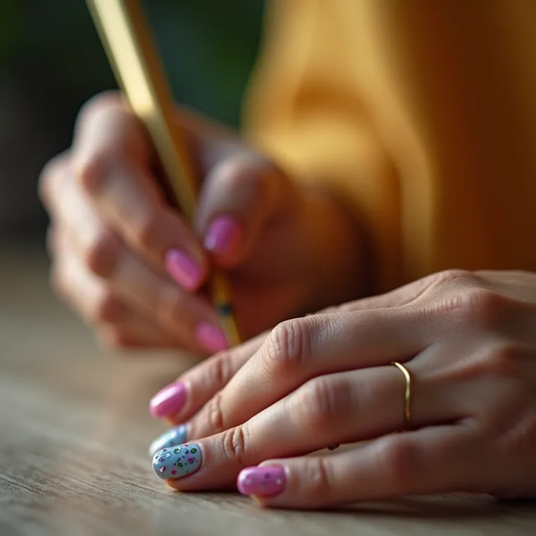 Mãos femininas diversas pintando unhas em casa.