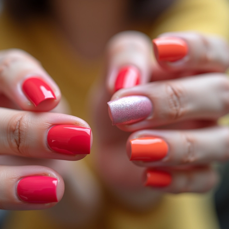 Mãos removendo esmalte em gel em casa.
