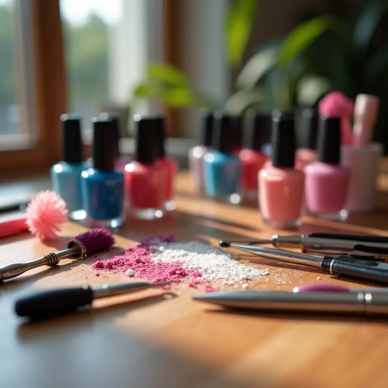 Materiais essenciais para decoração de unhas.