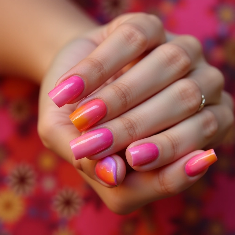 Moderna unha de gel ombré para o Ano Novo.