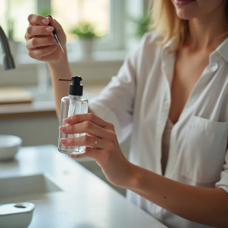 Mulher removendo esmalte com álcool.