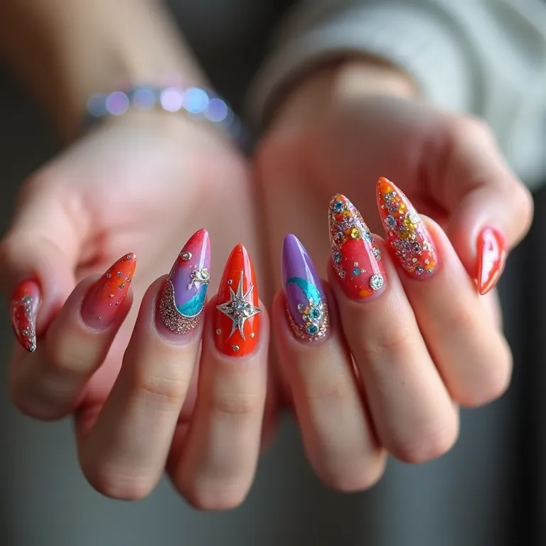 Nail art maximalista e criativa para 2026.