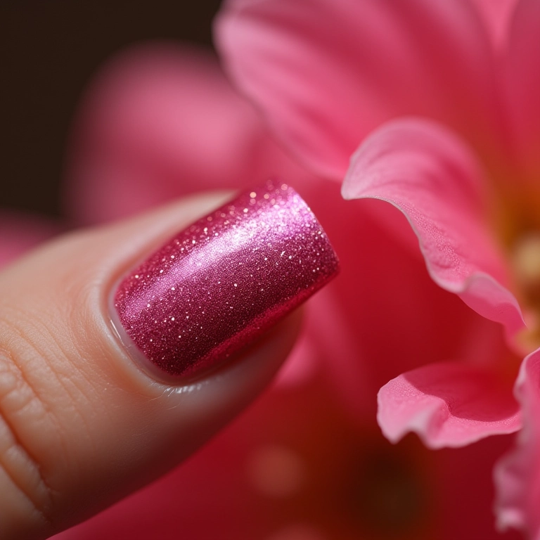 Nail art rosa com glitter: brilho e glamour nas unhas.