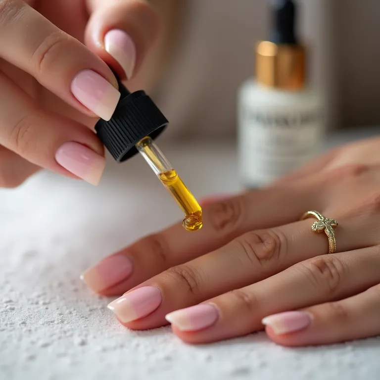 Óleo hidratante para cutículas Granado em unhas de gel.
