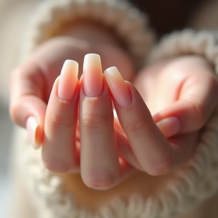 Ombré delicado em unhas curtas.