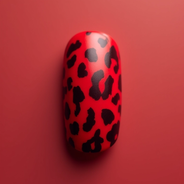 Oncinha vermelha com efeito matte nas unhas.