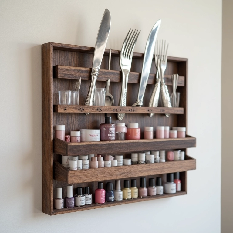 Organizador de talheres na parede para esmaltes.