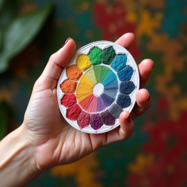 Paleta com esmaltes misturados em um fundo de artesanato brasileiro.