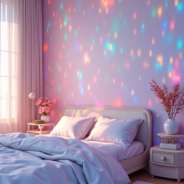Papel de parede com efeito holográfico.