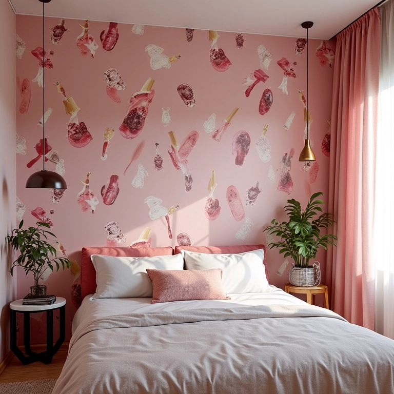 Papel de parede com estampas de nail art.