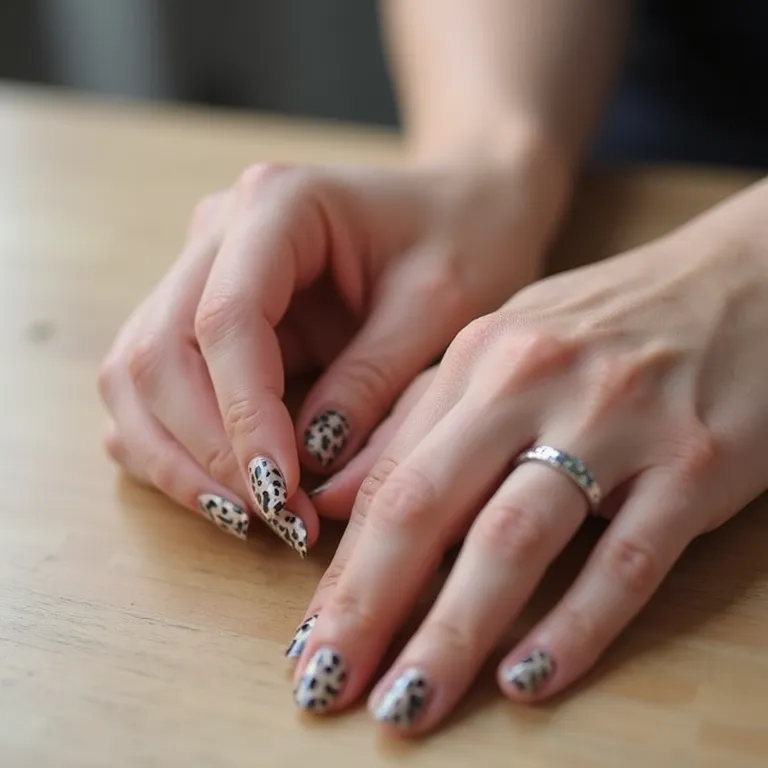 Passo a passo simples para iniciantes criarem unhas com estampa de onça.