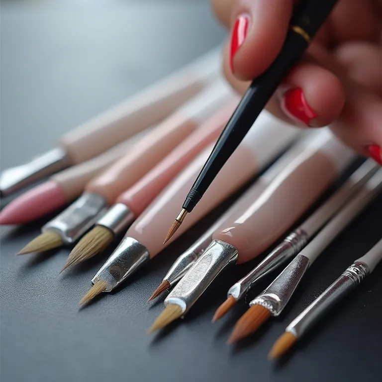 Pincéis para decoração de unhas de gel.