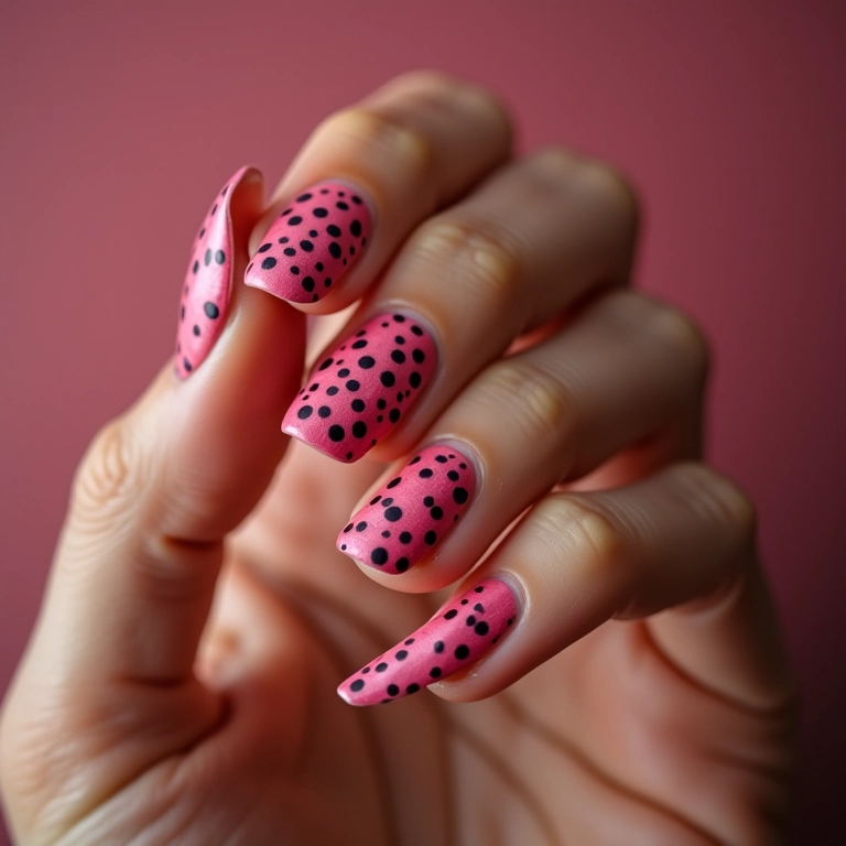 Poá rosa e preto, toque retrô e charmoso.