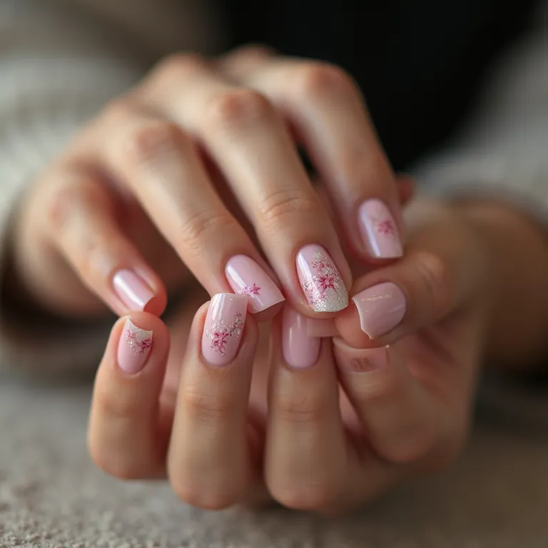 Pontilhismo delicado em unhas de gel.