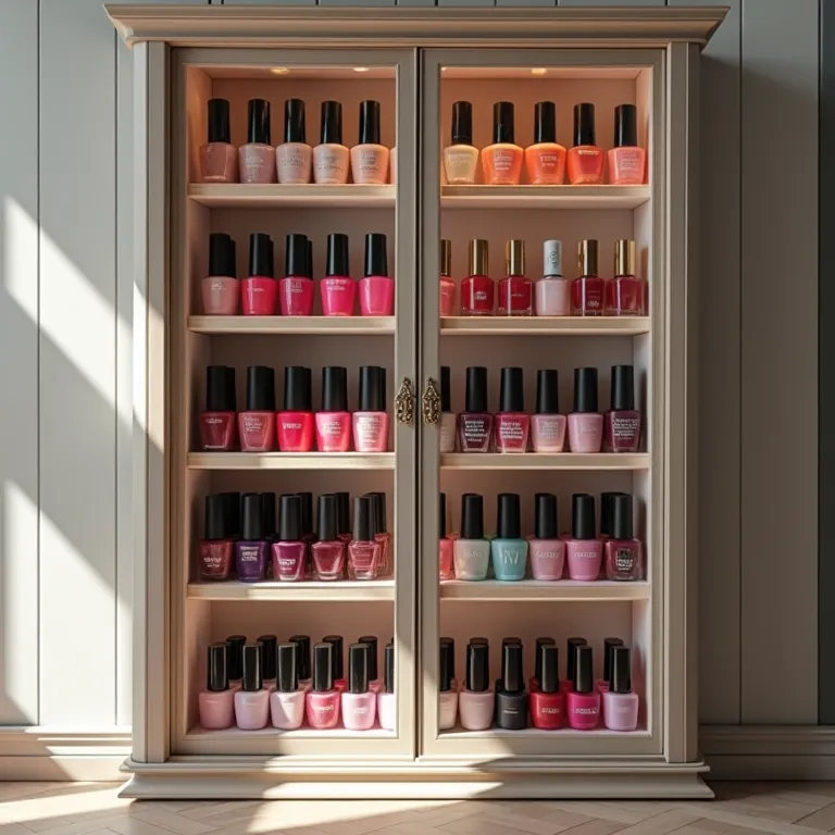 Porta esmalte com porta de vidro.