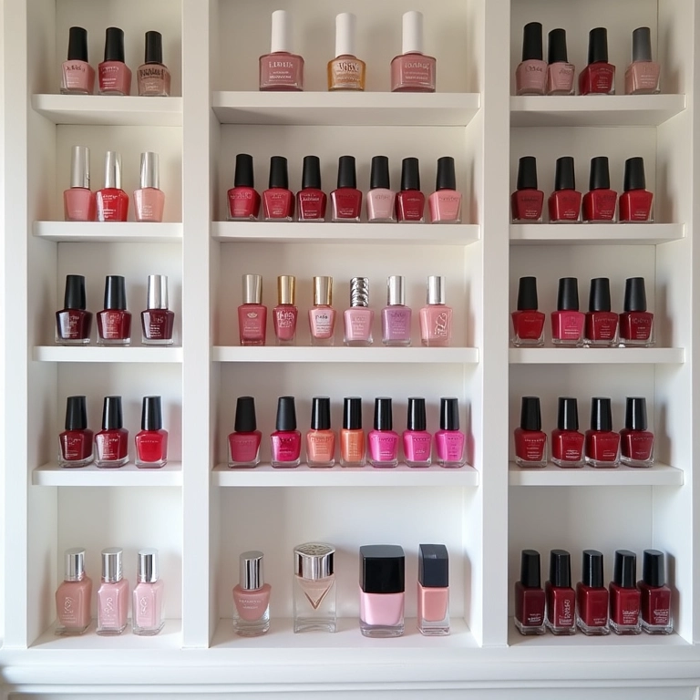 Porta esmalte DIY com nichos de parede.